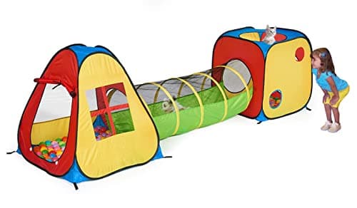 UTEX 3 in 1 Pop Up Play Tent with Tunnel, Ball Pit for Kids, Boys, Girls, Babies and Toddlers, Indoor/Outdoor Playhouse - Image 1
