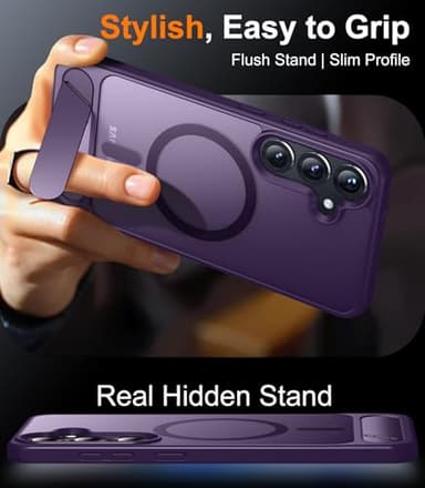 Temdan Magnetic for Samsung Galaxy S25 Plus Case, [Innovate Stand][Military Grade Drop Protection][Non Slip][Translucent Matte] Shockproof Phone Case for Galaxy S25 Plus 6.7" 2025 -Purple - Image 7