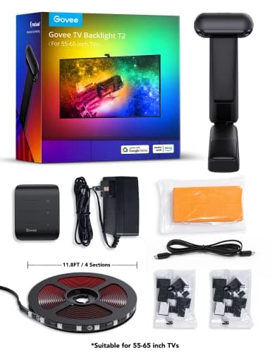 Govee Envisual TV LED Backlight T2 with Dual Cameras, 11.8ft RGBIC Wi-Fi LED Strip Lights for 55-65 inch TVs, Double Strip Light Beads, for Home Decorations, Smart App Control, Music Sync - Image 9