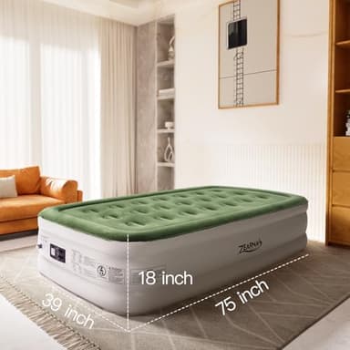 Zearna Air Mattress with Built in Pump - Upgraded Twin Blow Up Mattress, 2 Mins Quick Self Inflatable with Double Air Chamber,18"/550lbs Max, Strong Support, for Camping,Home,Guests,Portable Travel - Image 7