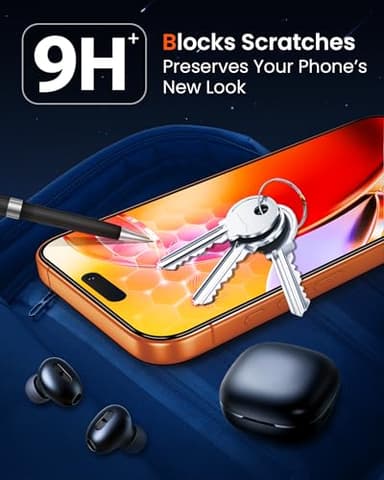 Mkeke for iPhone 17 Pro Screen Protector 3 Pack [9H+ Tempered Glass] [Military-Grade Drop Protection] [Easy Installation] Shockproof Full Edge Coverage 6.3 Inch 2025 - Image 3