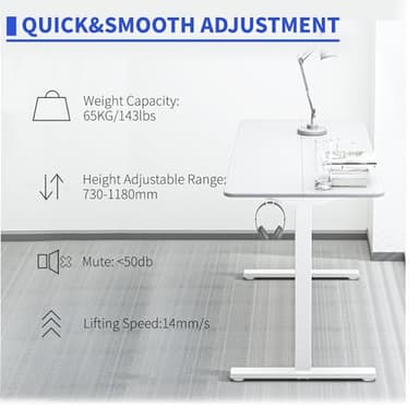 ERGOMAKER 43" Electric Standing Desk, Adjustable Height, Sit Stand Up Desk for Home Office & Computer Workstations, Memory Controller, White - Image 4