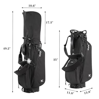 KVV Lightweight Golf Stand Bag with 7 Way Full-Length Dividers, 5 Zippered Pockets, Automatically Adjustable Dual Straps，Elegant Design(Black) - Image 4