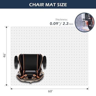 Chair Mat for Carpet, SALLOUS 46" x 60" Office Chair Mat for Carpeted Floors, Heavy Duty Vinyl Floor Mat with Grips, Floor Protector Computer Desk Mat for Home Office (Clear, Rectangular) - Image 2