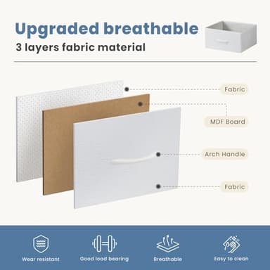 DUMOS TV Stand Dresser for Bedroom Entertainment Center with 5 Fabric Drawers Storage Organizers Units, Media Console Table with Open Shelf up for 45" Television for Living Room, Dorm, White - Image 5