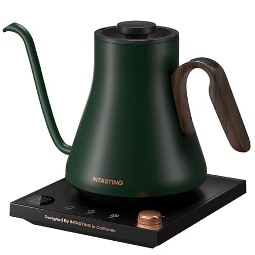 Electric Kettles, INTASTING Gooseneck Electric Kettle, ±1℉ Temperature Control, Stainless Steel Inner, Quick Heating, for Pour Over Coffee, Brew Tea, Boil Hot Water, 0.9L (Forest Green) - Image 1