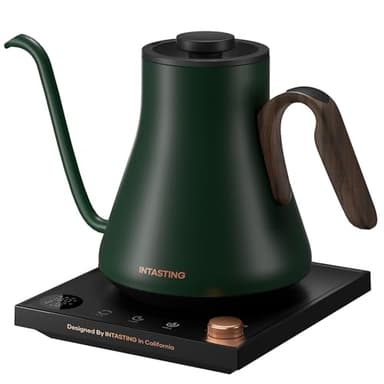Electric Kettles, INTASTING Gooseneck Electric Kettle, ±1℉ Temperature Control, Stainless Steel Inner, Quick Heating, for Pour Over Coffee, Brew Tea, Boil Hot Water, 0.9L (Forest Green) - Image 1