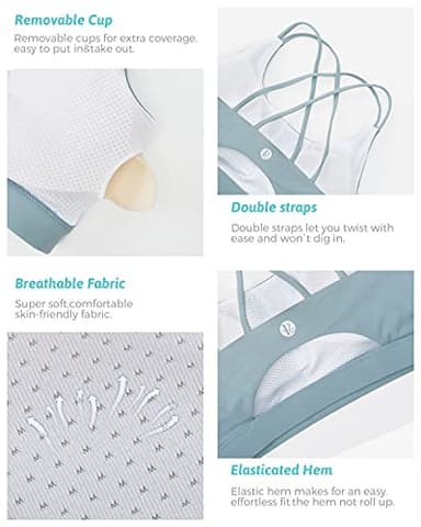 RUNNING GIRL Sports Bras for Women,Strappy Back Workout Bras Padded Supportive Blue Sports Bra Plue Size(WX2354 Blue,M) - Image 5