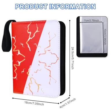 Awedsu Collectible Trading Card Albums,Collectible Trading Card Protective Sleeves,Card Binder 4-Pocket,400 Pockets Card Case Holder for TCG,Sports Card. (Red Blue) - Image 2