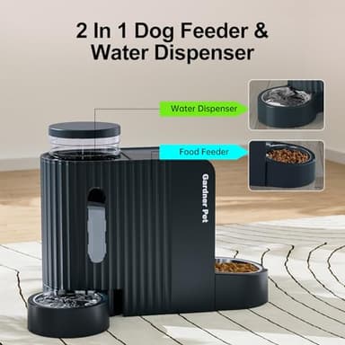 Gardner Pet Automatic Gravity Food Feeder and Water Dispenser, 1.8 Gallons*2 Stainless Steel Two-in-One Set Large Capacity Dispenser for Pets Dogs, Puppies, Kittens (Dark Blue) - Image 2