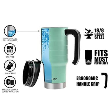 HAUSHOF 24 oz Travel Mug, Stainless Double Wall Vacuum Insulated Tumbler with Handle & Spill Proof Twist On Flip Lid and Wide Mouth, BPA Free - Image 3