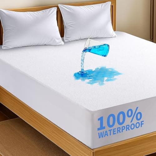 OhGeni 100% Waterproof Mattress Protector, Queen Size, Fitted Sheet with Deep Pockets, 6''-18'', Premium Noiseless Breathable Soft Material, Mattresses Cover for Bed - Image 1