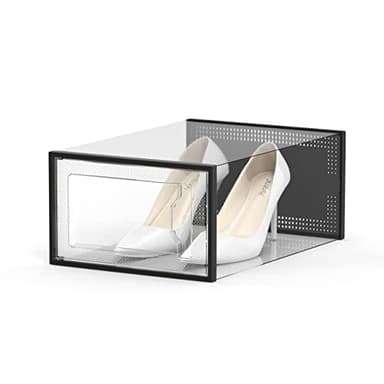 SEE SPRING 12 Pack Shoe Storage Box, Clear Plastic Stackable Shoe Organizer for Closet, Space Saving Shoe Rack for Entryway Sneaker Container Bin Holder (Black) - Image 2