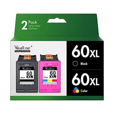 Valuetoner Remanufactured 60XL Ink Cartridge Replacement for HP 60 Ink Cartridge Combo Pack Color and Black 60XL High Yield for PhotoSmart D110 C4680C Deskjet D2680 F2430 Envy 110 120 Printer (2 Pack) - Image 1