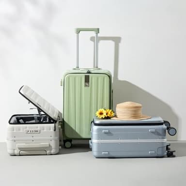 Hanke 20 Inch Carry-On Luggage with Wheels PC Hard Shell Suitcases Top Opening Aluminum Frame Travel Luggage Suitcases for Woman Men.(Bamboo Green) - Image 9