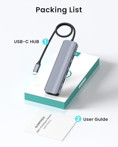 Glomtheia USB C Hub Docking Station Dual Monitor for Laptop, MacBook Air/Pro Dock Adapter Multiport Dongle with 2 HDMI Ports 4K 60Hz, 100W PD Charging, 3 USBA 3.0 & USBC - Image 8