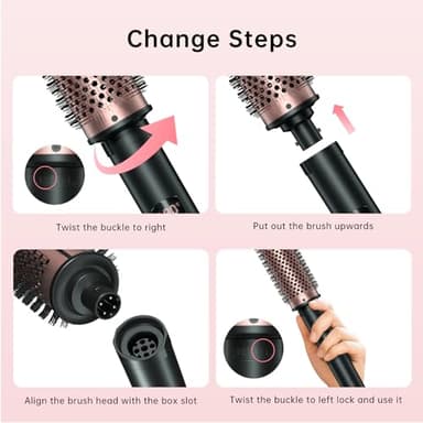 2in1 Negative Thermal Brush for Blowout Look, 1.5 Inch/1.75 Inch Heated Round Brush for Curls & Volum, 5 Temperature Curling Iron, Dual Voltage - Image 5