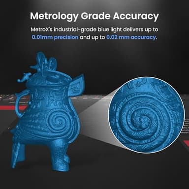 Revopoint MetroX 3D Scanner for 3D Printing, Handheld 3D Printer Scanner Blue Laser Scan, Metrology-Grade Precision 0.01mm for Metal Dark Object, Up to 60fps Speed, Support Windows macOS, Advanced - Image 2