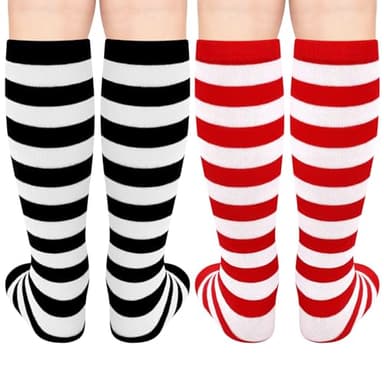 Sarfel Kids & Toddler Halloween & Christmas Socks, Unisex, Black & Red, Striped, Knee-High, Medium Size, 3-6 Years, Modern Style, Soccer, 1 Count - Image 5