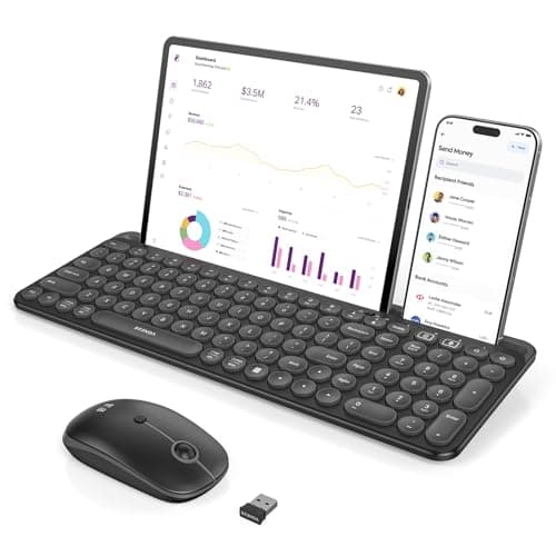 seenda Bluetooth Keyboard and Mouse for iPad, Multi-Device Bluetooth + 2.4G Wireless Keyboard Mouse with Tablet Holder for MacBook/Windows Computer, iOS/Andriod Tablet Phone, Black - Image 1