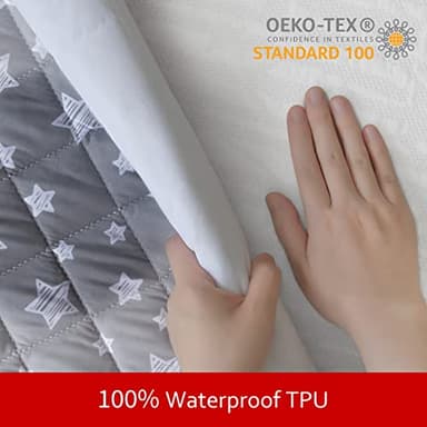 Waterproof Dog Bed Covers Replacement Washable Pet Hair Easy to Remove, Noiseless Quilted Puppy Pet Bed Cover Lovely Grey Star Print 44x54 Inches, for Dog/Cat, Cover Only - Image 3