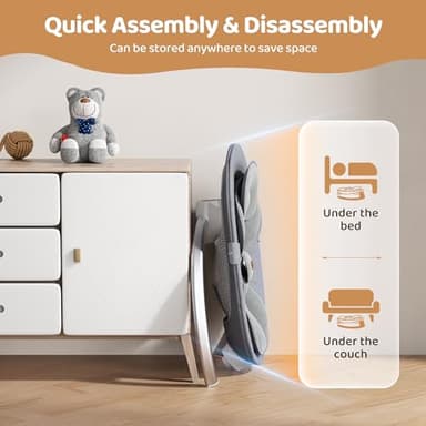 Baby Swings for Infants - Exclusive App & Bluetooth Function, Electric Baby Swing with 5 Point Harness & 5 Sway Speeds, 10 Preset Lullabies, Portable Infant Swing for Indoor/Outdoor (Light Gray) - Image 7