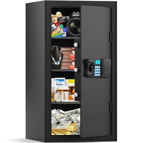 6.0 Cuft Large Home Safe Fireproof Waterproof, Anti-theft Fireproof Safe Box with Combination Lock, Alarm Systerm and Removable Shelf, Digital Document Fire Safes for Home Money Valuables - Image 1