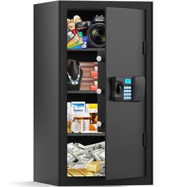 6.0 Cuft Large Home Safe Fireproof Waterproof, Anti-theft Fireproof Safe Box with Combination Lock, Alarm Systerm and Removable Shelf, Digital Document Fire Safes for Home Money Valuables - Image 1