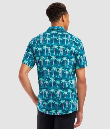 Tipsy Elves Navy Hula HIPS Hawaiian Shirts for Men - Casual Beach & Summer Party Shirts for Men - Stretch Fabric with Modern Fit - Fun Design for Parties & Vacation - Large - Image 3