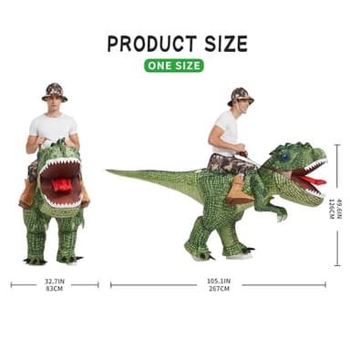 One Casa Inflatable Costume Dinosaur Riding T Rex Air Blow up Funny Party Halloween Costume for Adult - Image 4