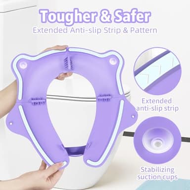 SKYROKU Foldable Kids Toilet Seat – Portable & Anti-Slip Travel Potty Training Seat for Toddlers, DIY Stickers, Storage Bag, Easy Clean & Compact for Home, Daycare, Grandparents House (Ages 2-6) - Image 5