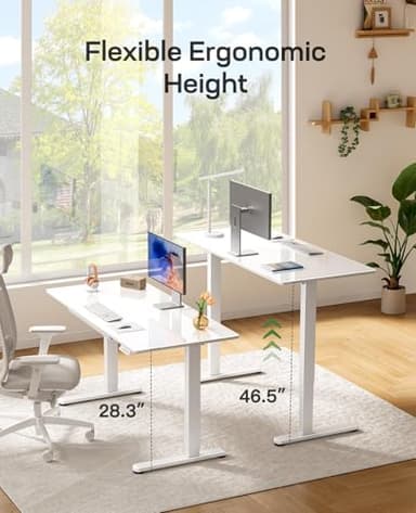 Marsail Glass Standing Desk with Drawer 37 x 22 Inches Stand up Desk Standing Desk Adjustable Height with One-Piece Tempered Glass Top, Ergonomic Home Office Desk with 4 Preset Heights White - Image 6