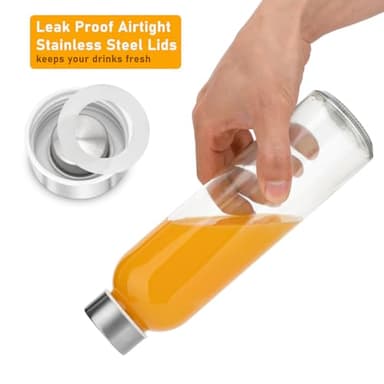 Sursip [10 Pack] 18 oz Glass Water Bottles with Lids, Juice Bottles, Clear glass juice bottle for juicing, Eco-Friendly Reusable Glass Juicing Bottles with Stainless Steel Lid, BPA Free,Leak-Proof - Image 6