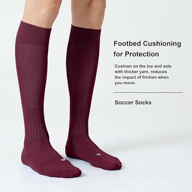 CelerSport 2 Pack Soccer Socks for Youth Kids Adult Over-The-Calf Socks with Cushion, Brown (2 Pack), Large - Image 3