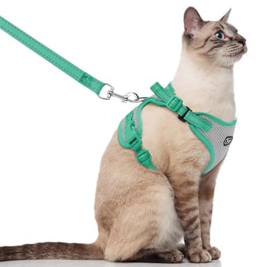 Supet Cat Harness and Leash for Walking Escape Proof, Adjustable Harness for Cats, Easy Control Small Cat Harness for Medium Large Kitten Green - Image 1