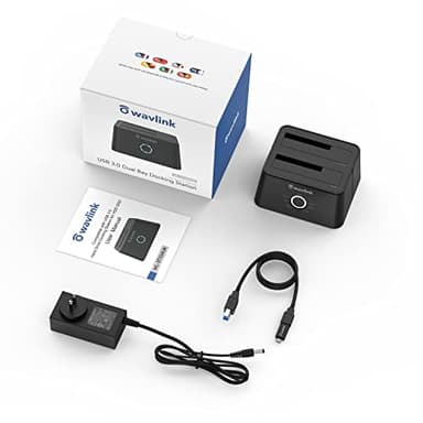 WAVLINK USB 3.0 and USB C to SATA Dual-Bay External Hard Drive Docking Station for 2.5/3.5 Inch HDD/SSD with UASP (6Gbps), Support Offline Clone/Duplicator Function [16TB X2 ]-Black - Image 9