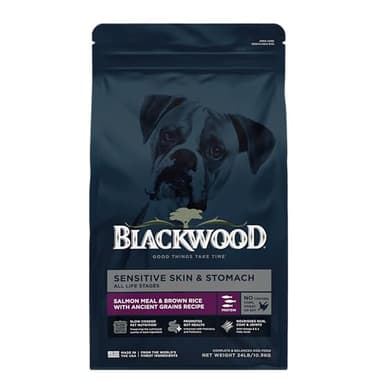 Blackwood Sensitive Skin & Stomach Dry Dog Food, Salmon Meal & Brown Rice with Ancient Grains, 24 Pound Bag with Prebiotics & Probiotics to Promote Gut Health - Image 1