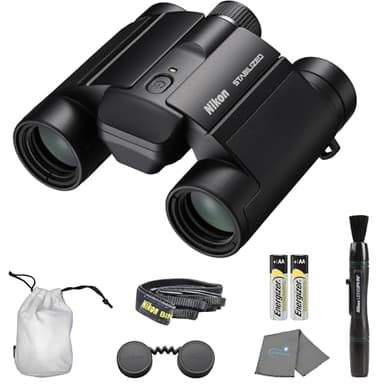 Nikon STABILIZED Binoculars 12x25 S, Image Stabilized Binoculars for Sports, Outdoors, & Wildlife, Compact Binoculars, Bundle with a Nikon Lens Pen & Cleaning Cloth - Image 1