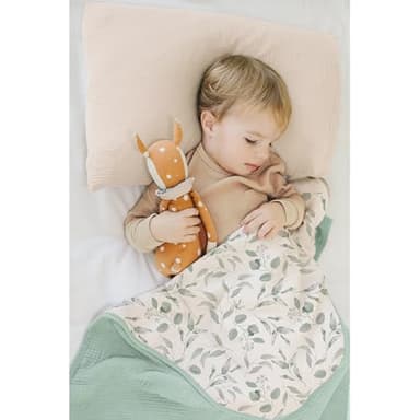 Konssy Muslin Baby Blankets for Girls Boys, 100% Cotton Crib Blanket for Infant Toddler, Super Soft and Lightweight Nursery Swaddling Wrap 40"x36" (Green Leaves) - Image 2