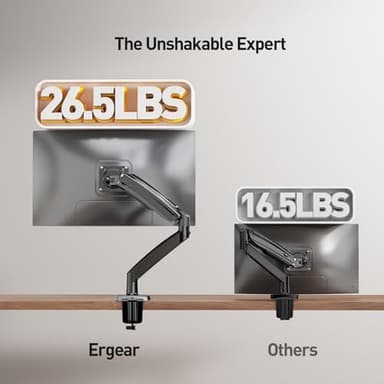 ErGear 13 to 49 inches Single Monitor Mount for Ultrawide Screens, Holds 26.5lbs, Gas Springs Single Monitor Arm, Single Monitor Stand with Swivel, Tilt, Rotation for Home and Office, VESA 75/100mm - Image 3