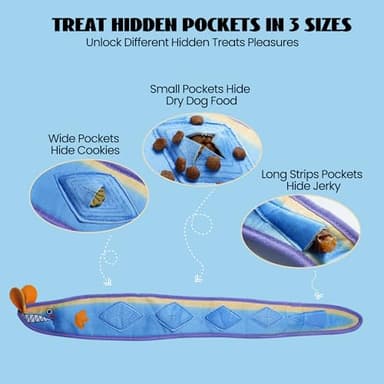 Nocciola EEL Squeaky Dog Toy, Tough No Stuffing Toy for Tug of War, Puppy Interactive Puzzle Fun to Keep Them Busy, Cognitive Crinkle Dog Toy for Large Medium Small Breed, Blue - Image 4