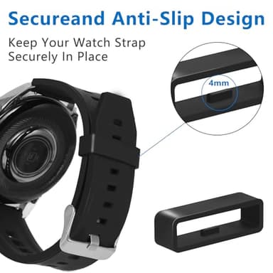 Vnsuyo 6 Pcs Watch Band Keepers, 16mm/18mm/20mm/22mm /24mm/26mm Watch Strap Holder Loops Retainer, Black Silicone Watch Band Fastener Rings Replacement Parts for Smart Sport Watches - Image 5