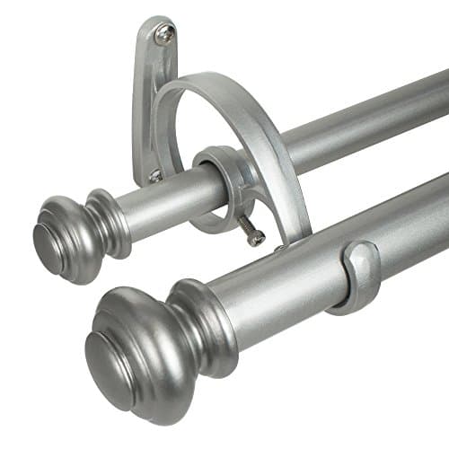 Decopolitan Urn Telescoping Double Drapery Rod Set, 36-72", Antique Silver - Image 1