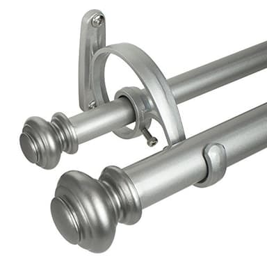 Decopolitan Urn Telescoping Double Drapery Rod Set, 36-72", Antique Silver - Image 1
