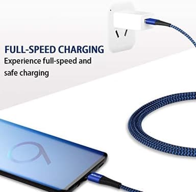 Asstar Galaxy Note 9 Charger Cord, USB Type C Cable Fast Charging (3 Pack 3FT 6FT 10FT) Blue Black Nylon Braided Cord Compatible with Galaxy Note 10 Plus S20 S10 S9 S8 Plus, LG, OnePlus - Image 4