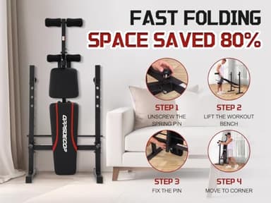 OPPSDECOR Multi-Function Weight Bench Set with Squat Rack Leg Extension & Leg Curl Adjustable Workout Bench for Full Body Fitness Foldable Flat/Incline/Decline Upgrade Bench Press for Home Gym - Image 9