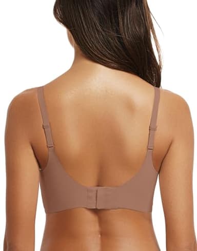 OEAK Womens Wireless Bras Comfortable Push Up Bra No Underwire Bra Full Support Lift Bralette Everyday Seamless Tshirt Bras L Coffee - Image 7