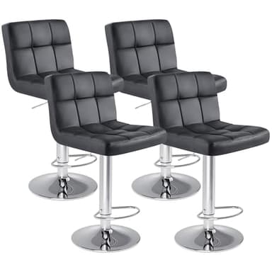 SMUG Bar Stools Set of 4, PU Leather Adjustable Swivel Barstools with Back, Armless Hydraulic Kitchen Counter Height Bar Stools, Thickened Seat Cushion Square Island Barstools - Image 1