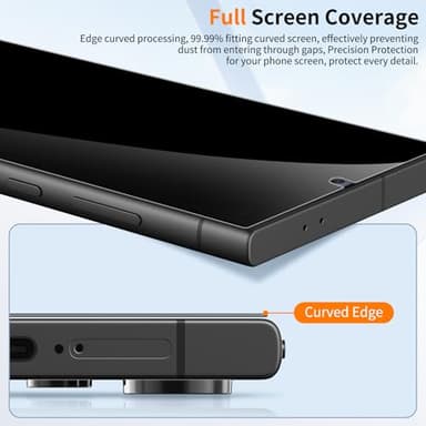 posidentists 2 Pack for Samsung Galaxy S24 Ultra 6.8" Privacy Screen Protector-PET Film [Not Glass] Auto-Alignment Kit, Anti-Glare, Anti-Fingerprint, Easy Installation, Case Friendly Matte Film - Image 6