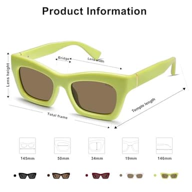 SOJOS Trendy Cat Eye Polarized Sunglasses for Women Men Retro Chuncky Designer Sunnies SJ2339, Green/Brown - Image 4